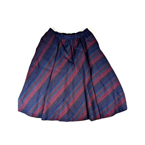 Espresso Dresses & Skirts - Vintage Espresso Striped Purple Blue Teal Skirt 100% Wool Union 12‎ Cottagecore